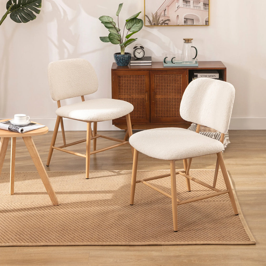 Teddy Upholstered Dining Chairs Set of 2 with Metal Legs D746