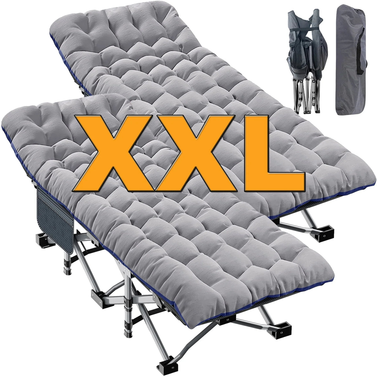 Oversized XXL Folding Camping Cot with 2 Sided Mattress & Carry Bag N6320