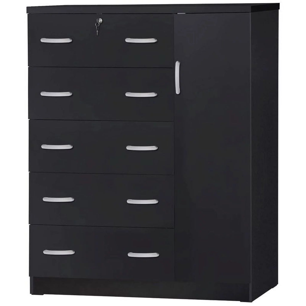 Queen Captains Bed & 5-Drawer Tall Chest Wardrobe B3801