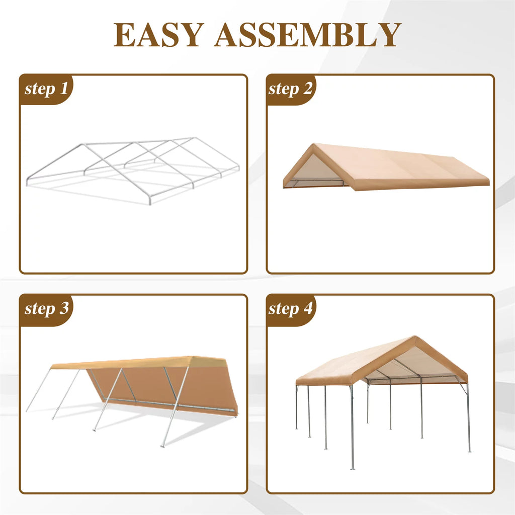 10' X 20’ Heavy Duty Galvanized Carport with 8 Legs I20106