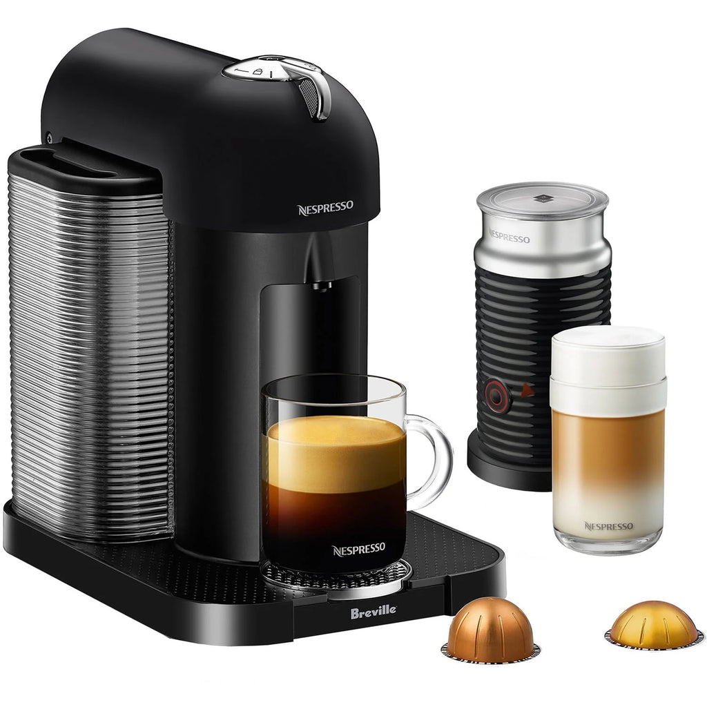 Chrome Coffee & Espresso Single-Serve Machine and Black Milk Frother C913