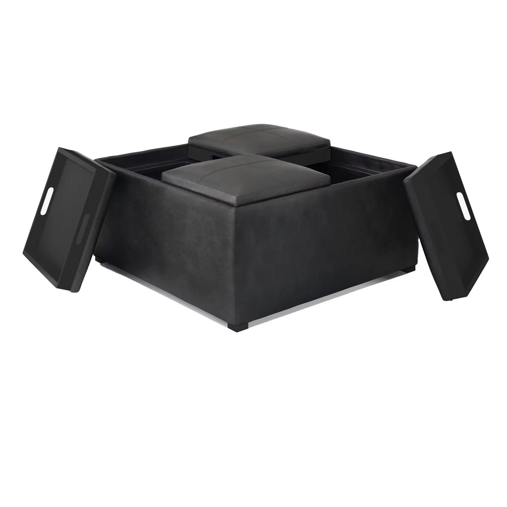 35 inch Square Storage Ottoman Faux Leather G554298