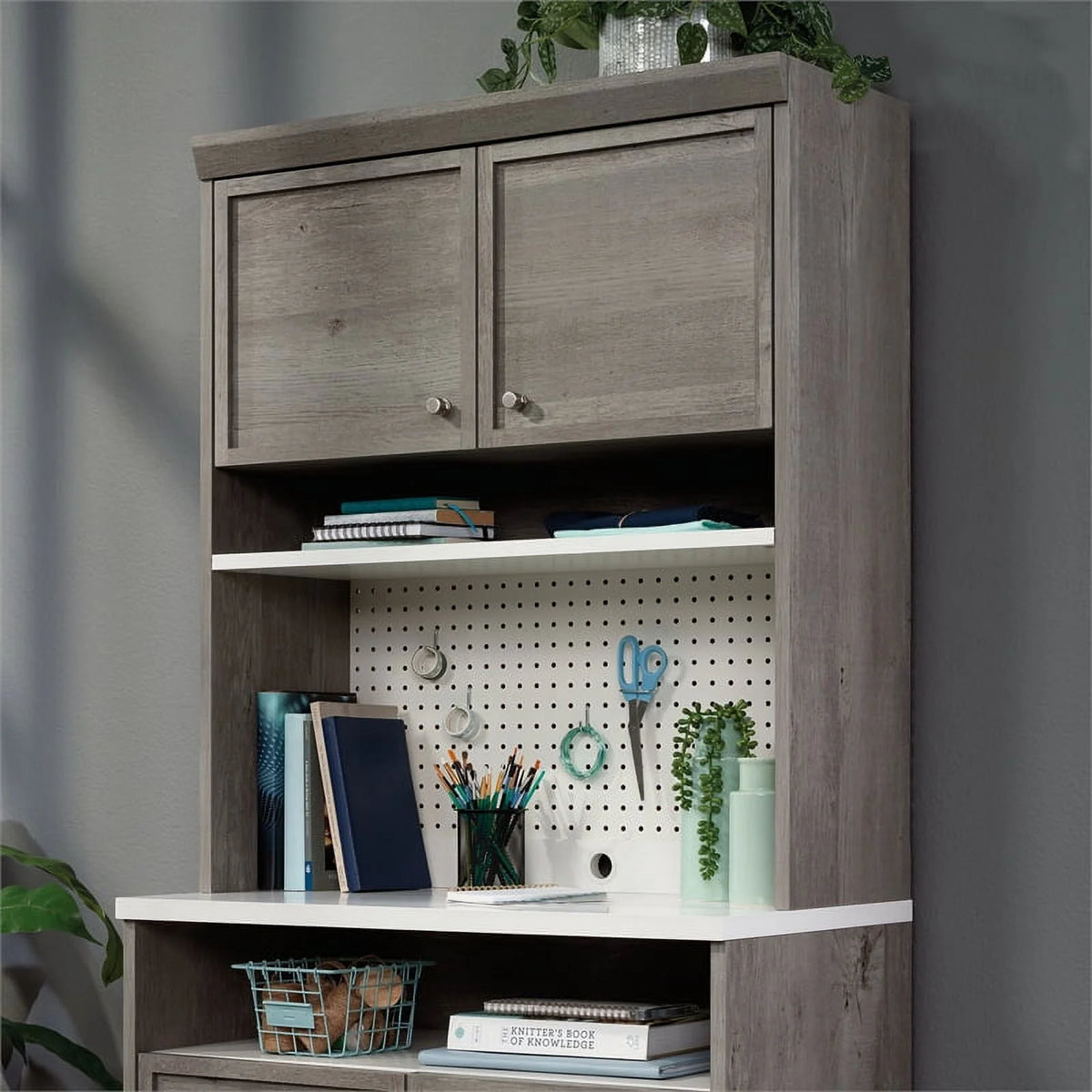 Engineered Wood Storage Hutch in Mystic Oak Finish I263199