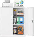 42 In White Metal Storage Cabinet with Locking Doors and 2 Adjustable Shelves C889226