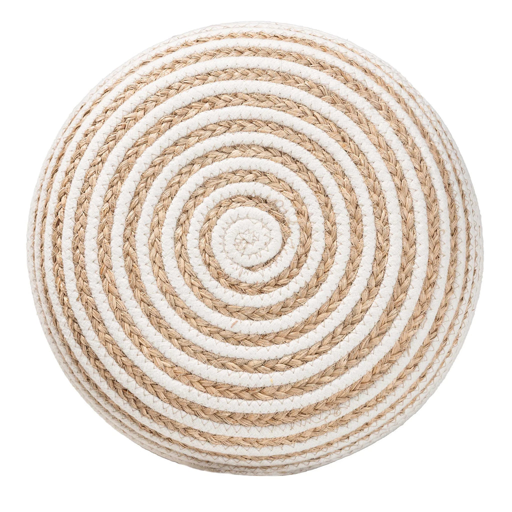 Natural Brown Seagrass and Woven Rope Ottoman Footstool Q657