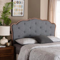 Grey Fabric and Walnut Brown Wood King Size Headboard Z832