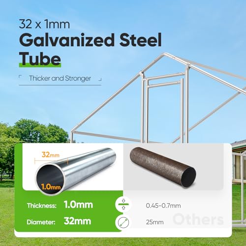 Large Metal Chicken Coop Run with Waterproof Cover L4176