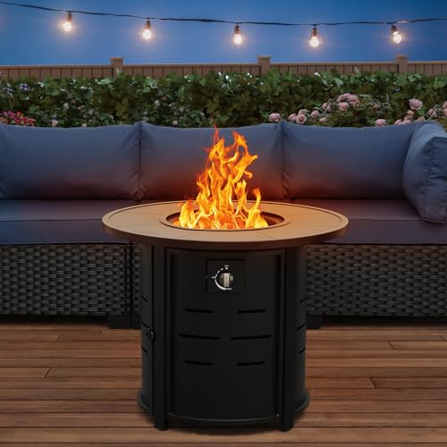30 Inch Round Steel Gas Fire Pit Table 50000 BTU with Cover F58080