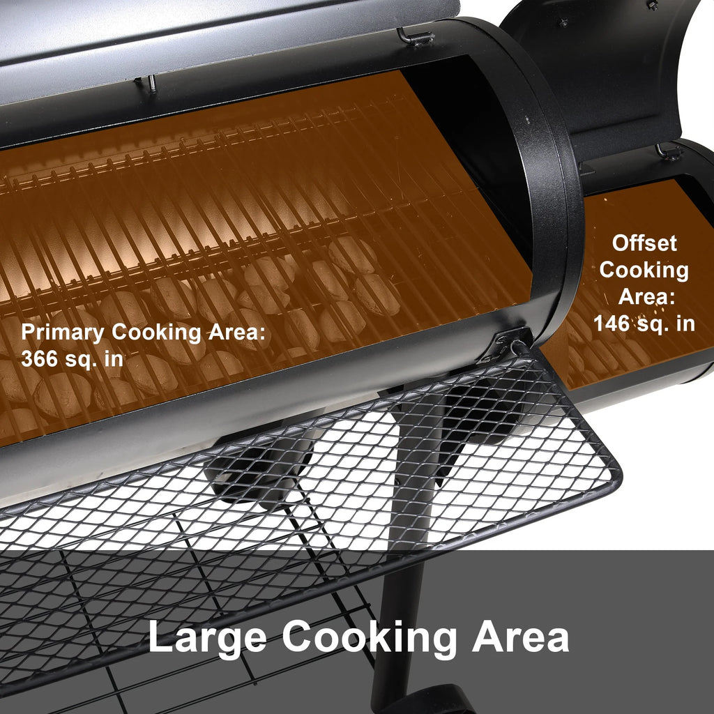 Portable Charcoal Grill with Offset Smoker M640619