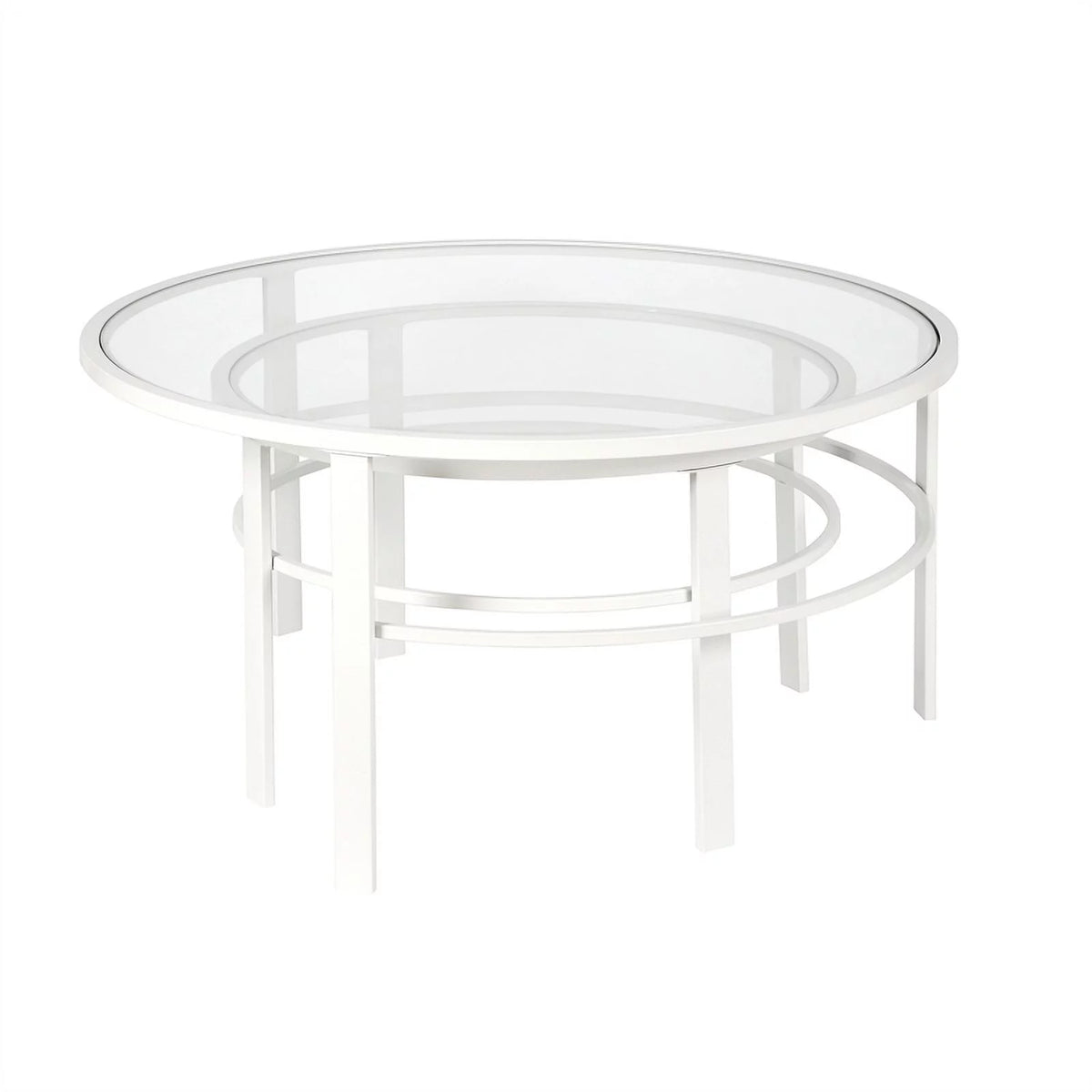 2 Piece Nested Metal & Glass Coffee Table in White H3759
