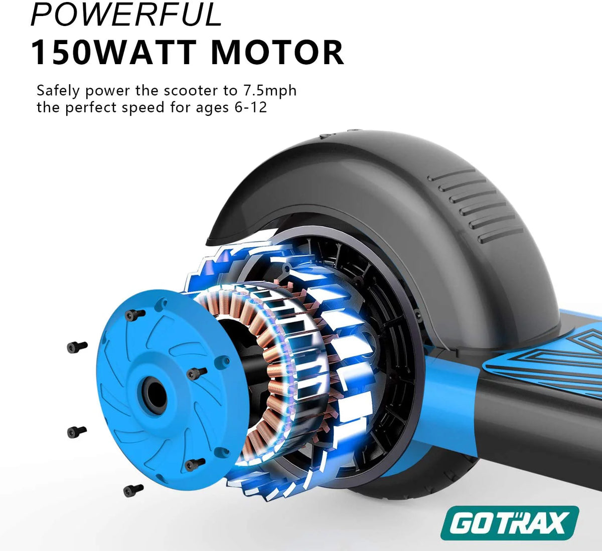 Blue Electric Scooter with 6 In. Solid Tires S786109