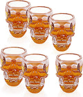 2.8 oz Set-of-6 Skull Shaped Clear Shot Glass F210