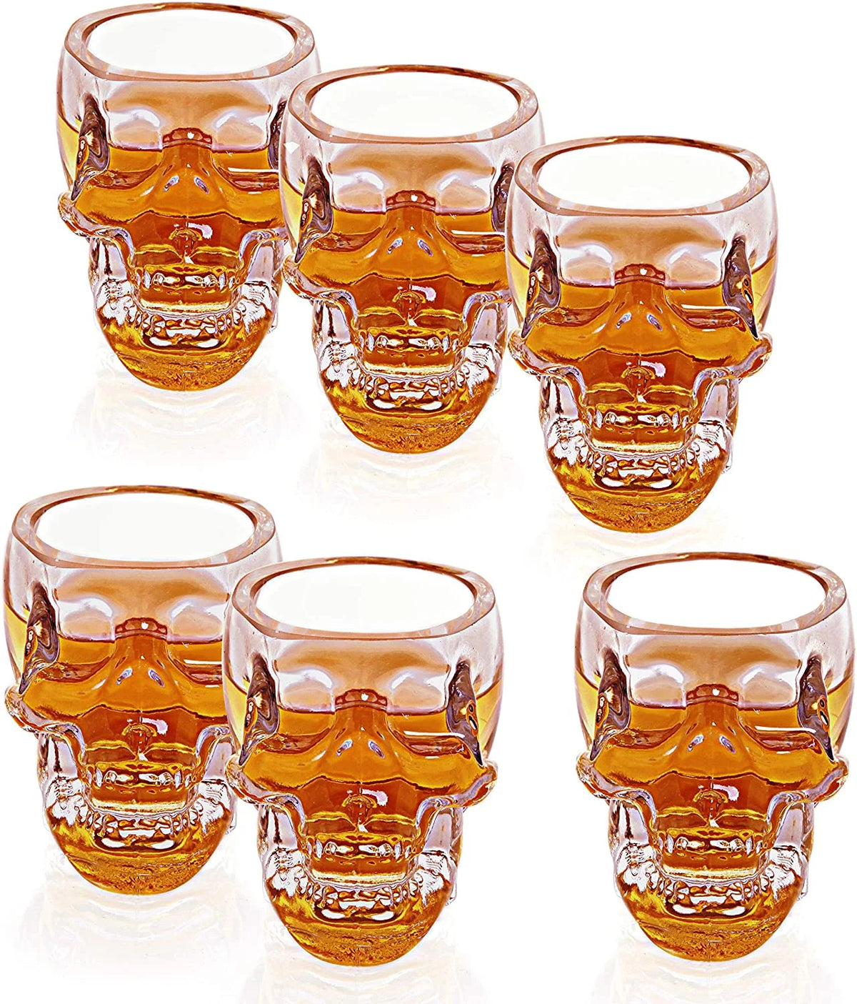 2.8 oz Set-of-6 Skull Shaped Clear Shot Glass F210