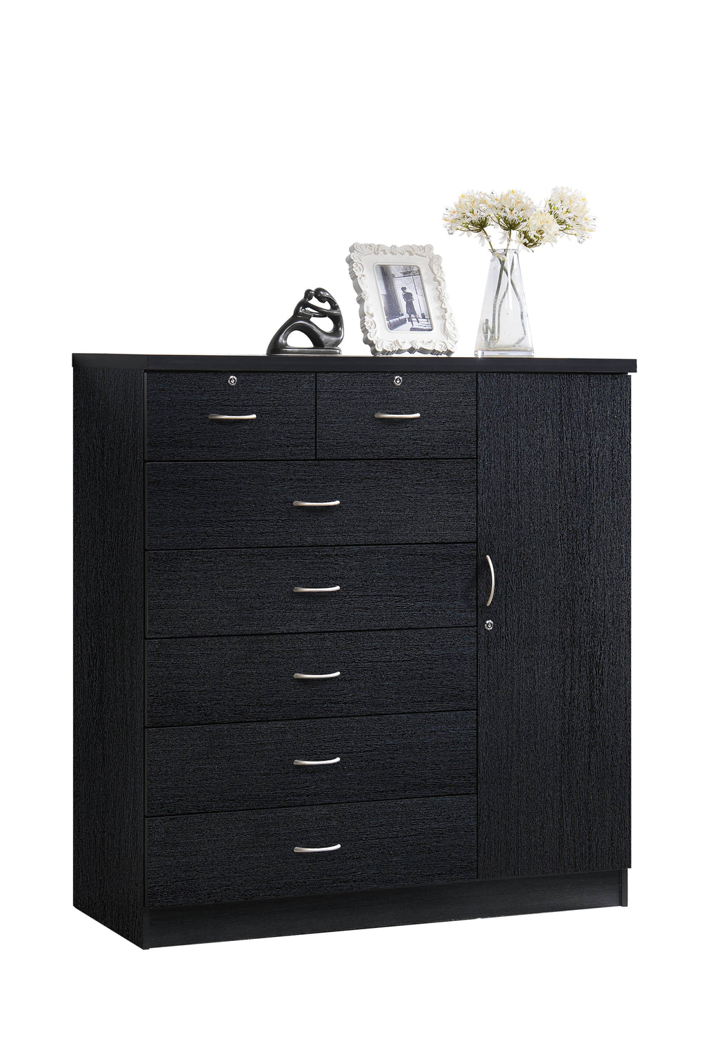 7 Drawer Dresser with Side Cabinet and 3 Shelves B633315