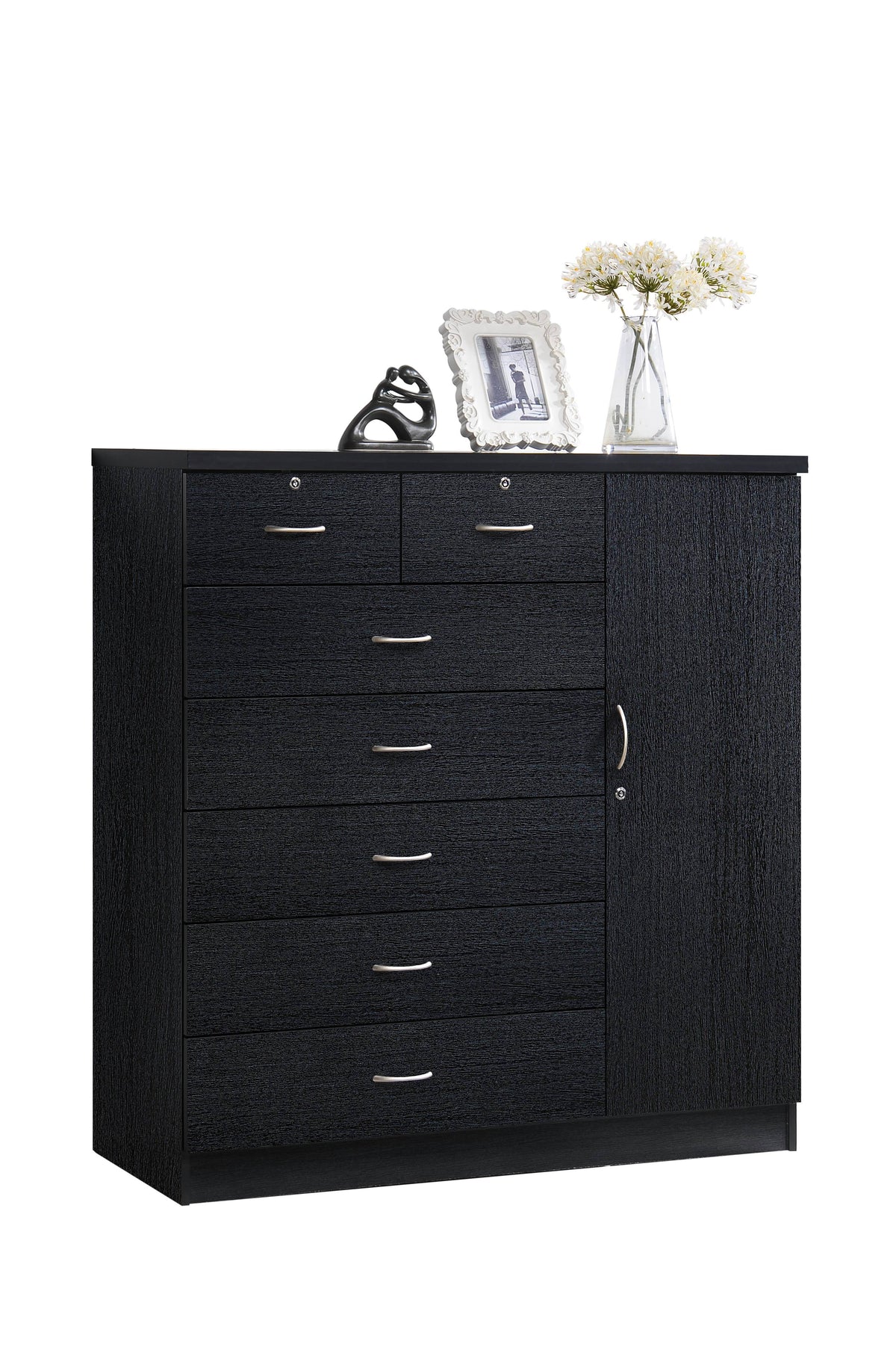 7 Drawer Dresser with Side Cabinet and 3 Shelves B633315