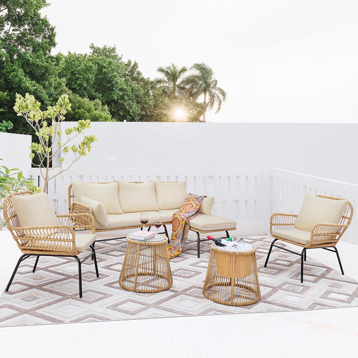 Beige Wicker Outdoor Sectional Sofa L75273