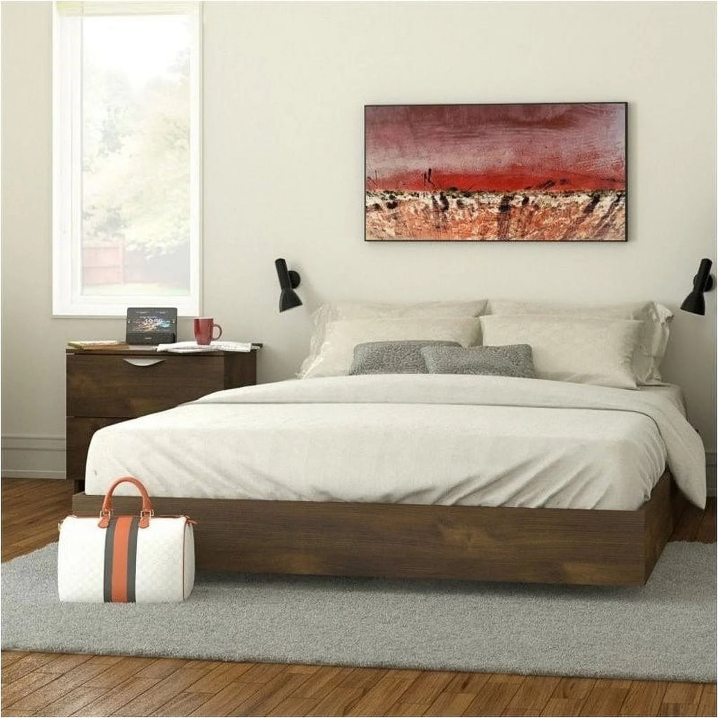 Contemporary Wood Queen Size Platform Bed H238306