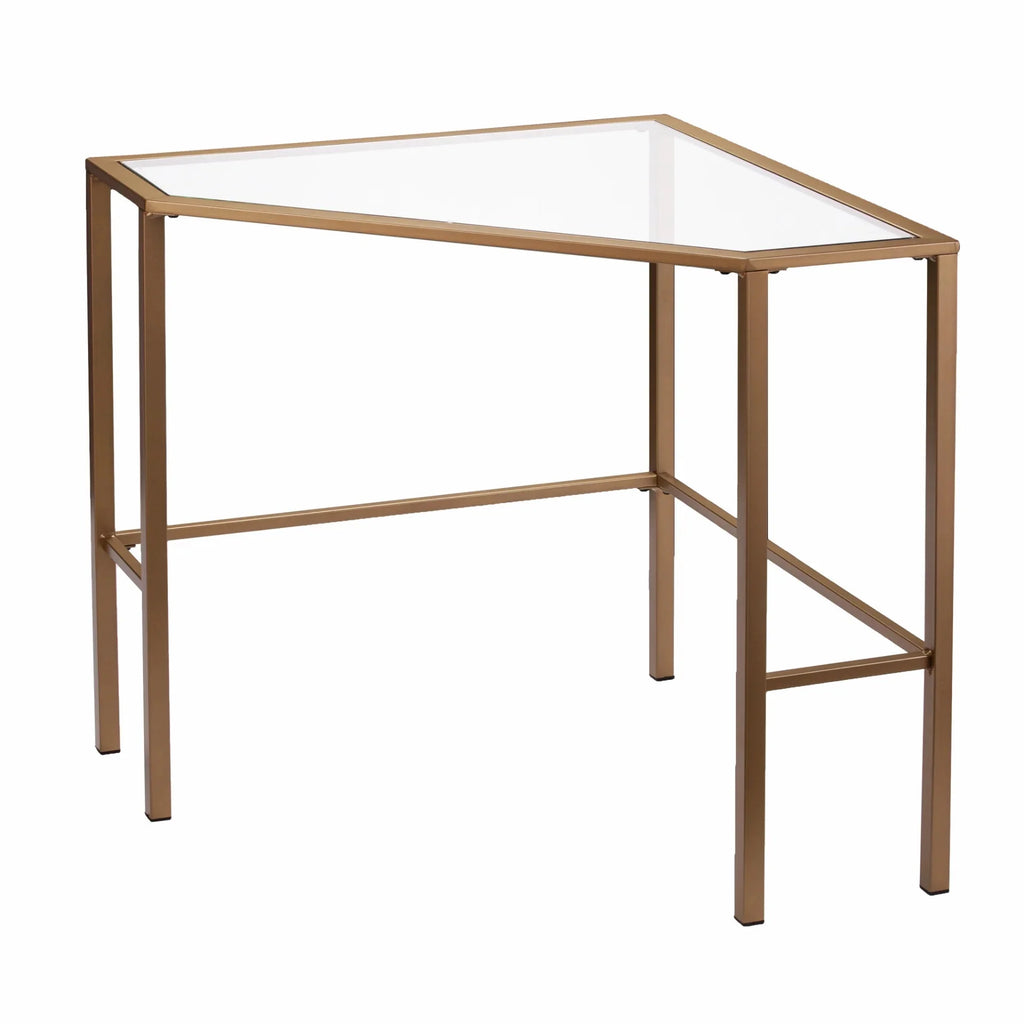Soft Gold Metal & Glass Corner Desk D44554