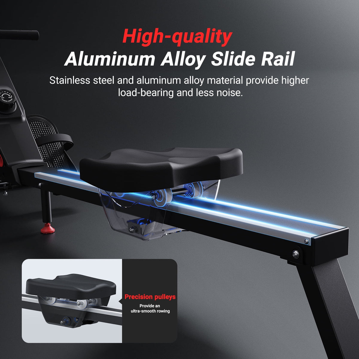 Magnetic Rowing Machine Quiet 16 Levels of Resistance Bluetooth Black Rower D46395