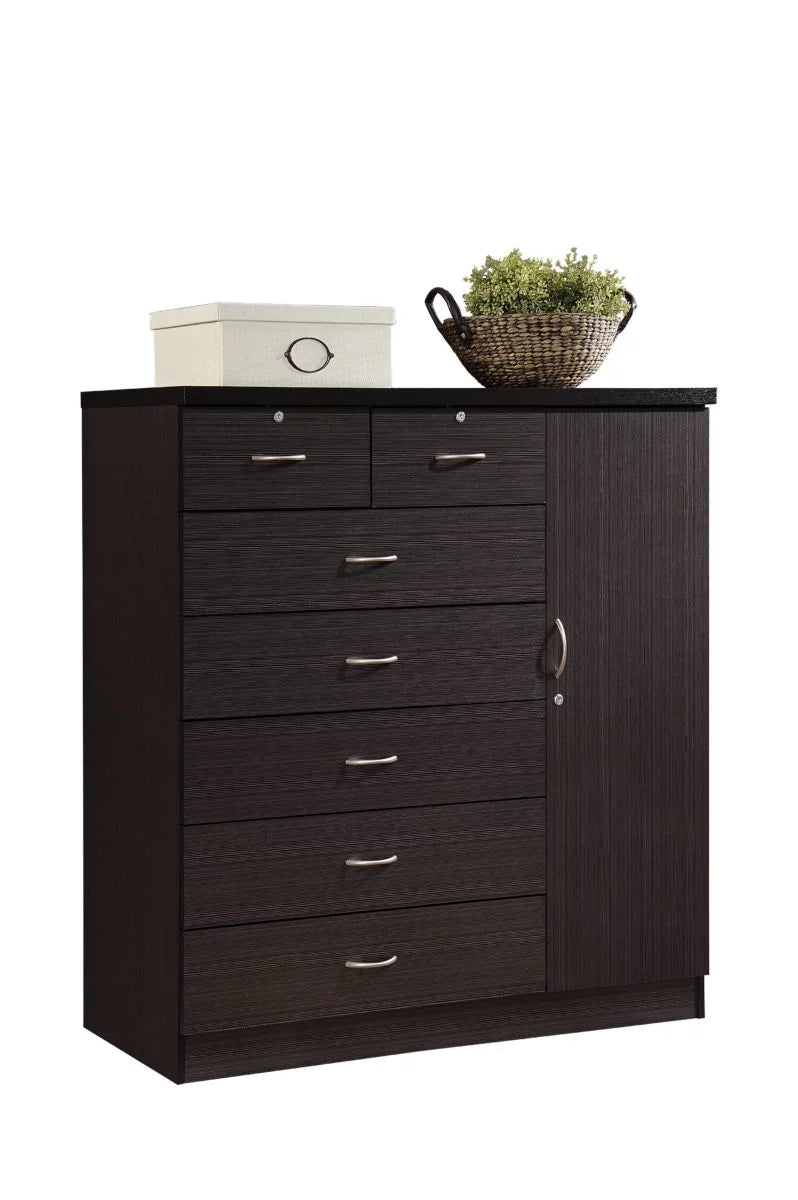 7 Drawer Dresser with Side Cabinet and 3 Shelves B633315