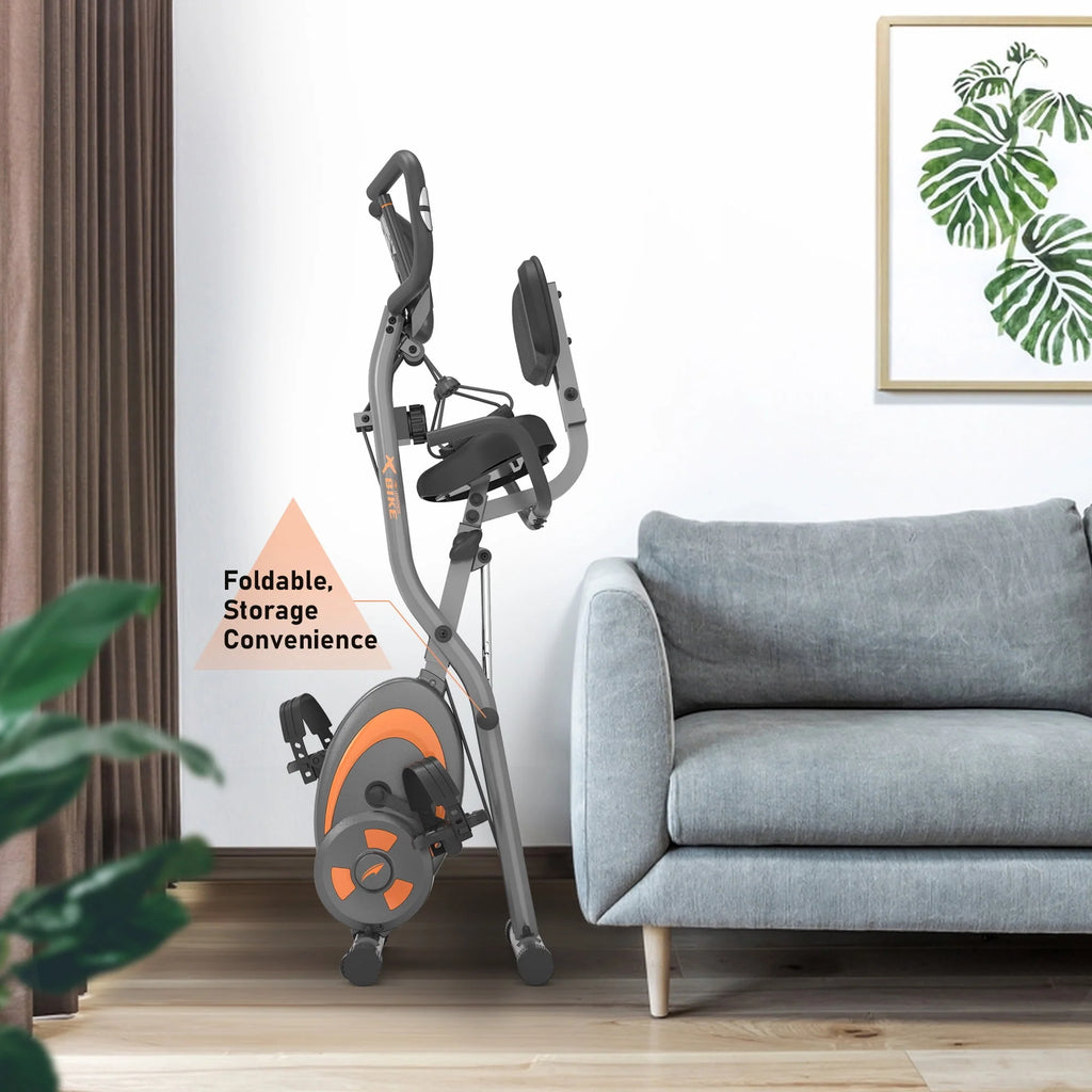 Folding Stationary Recumbent Exercise Bike with Resistance Bands O53799