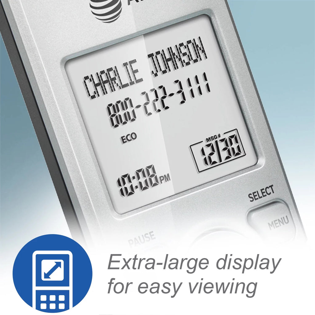 Expandable Cordless Phone with Answering System and Caller ID, 3 Handsets, White/Silver R416
