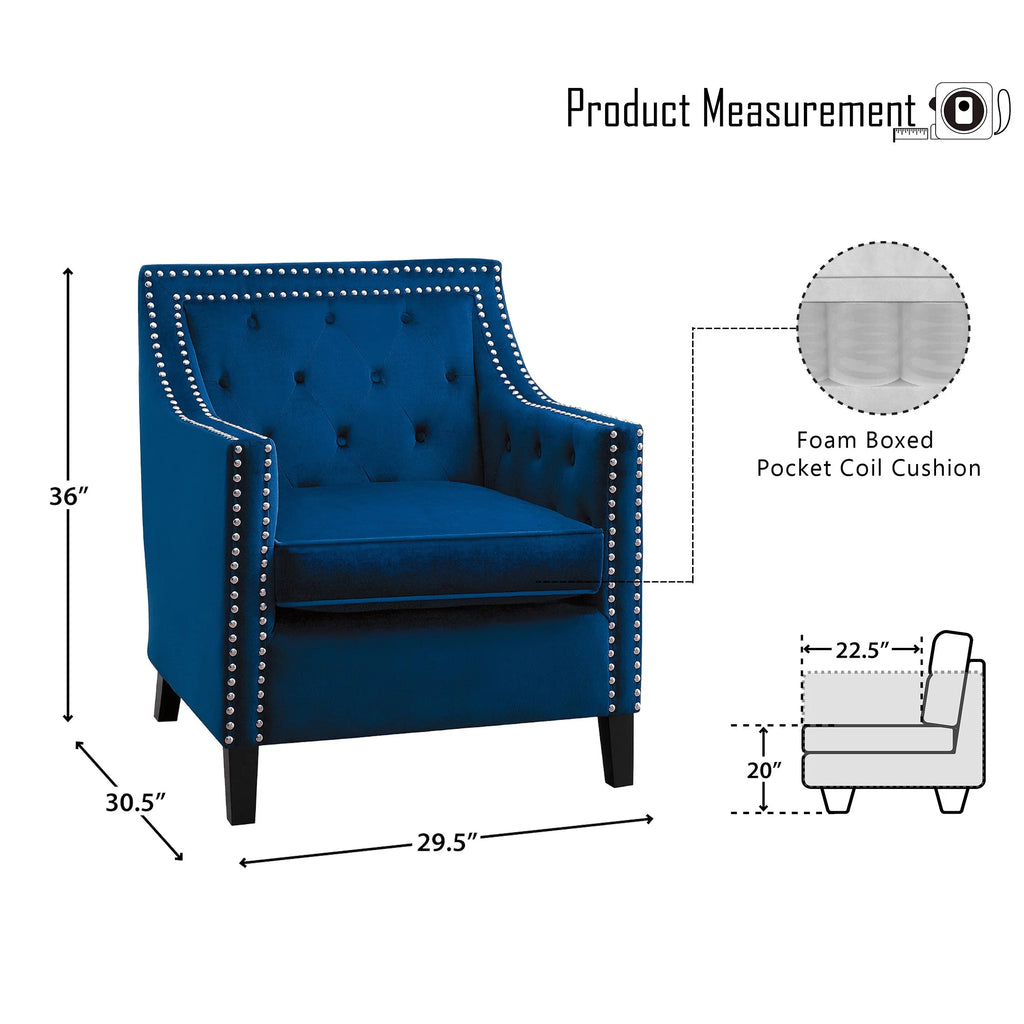 Navy Blue Velvet Upholstered Accent Chair L895867
