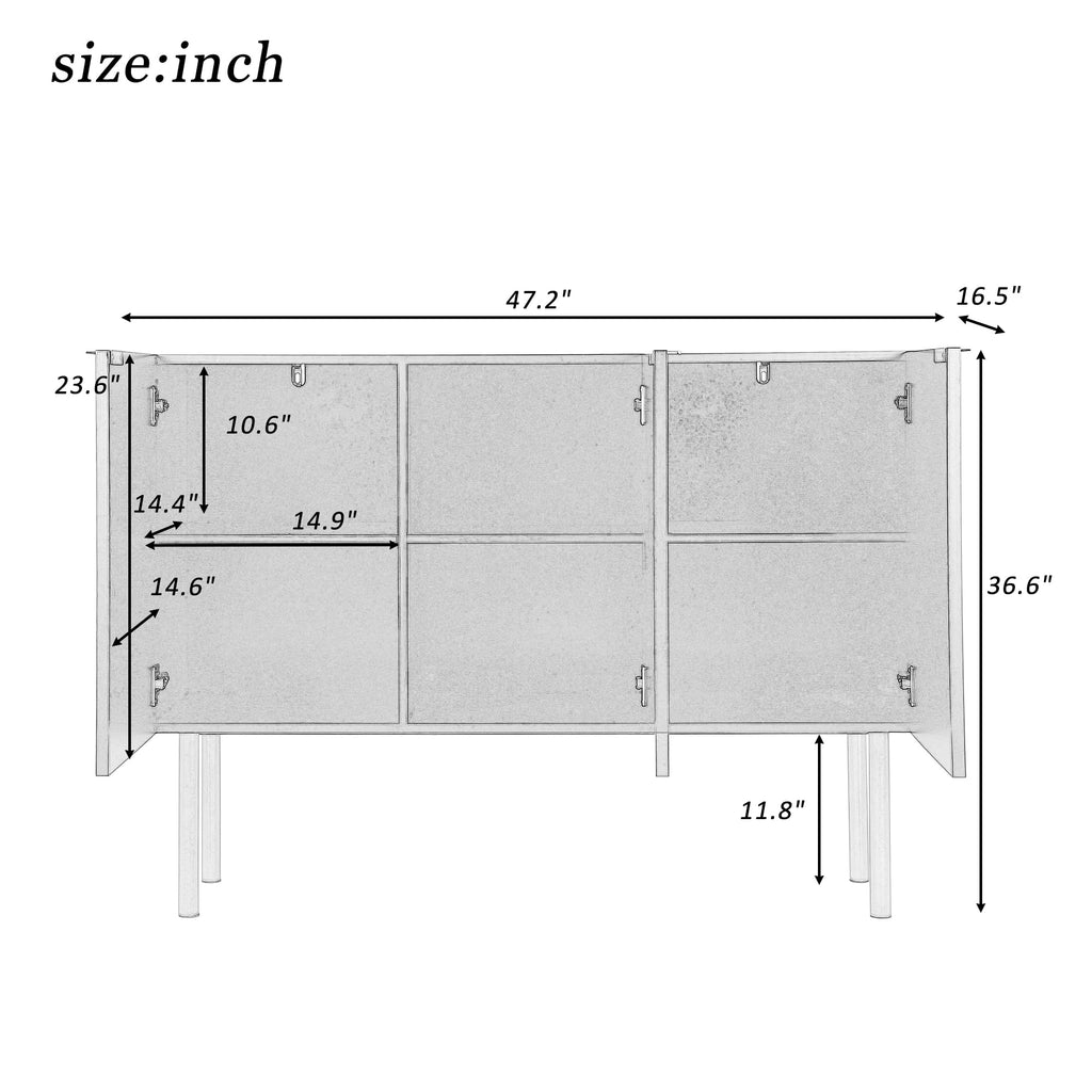 White Wood Buffet Cabinet with Storage V972122