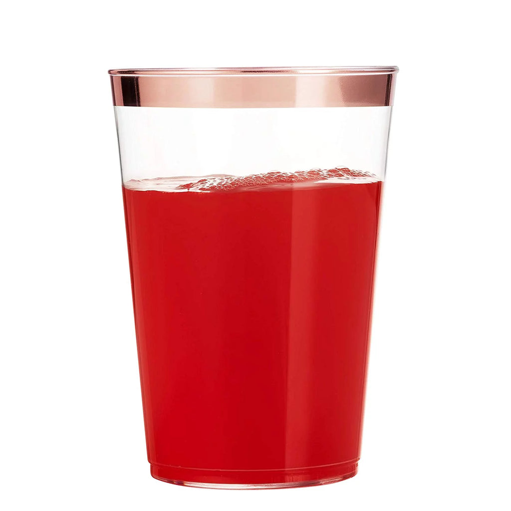 100 Rose Gold Rimmed 14 Oz Plastic Cups S42185