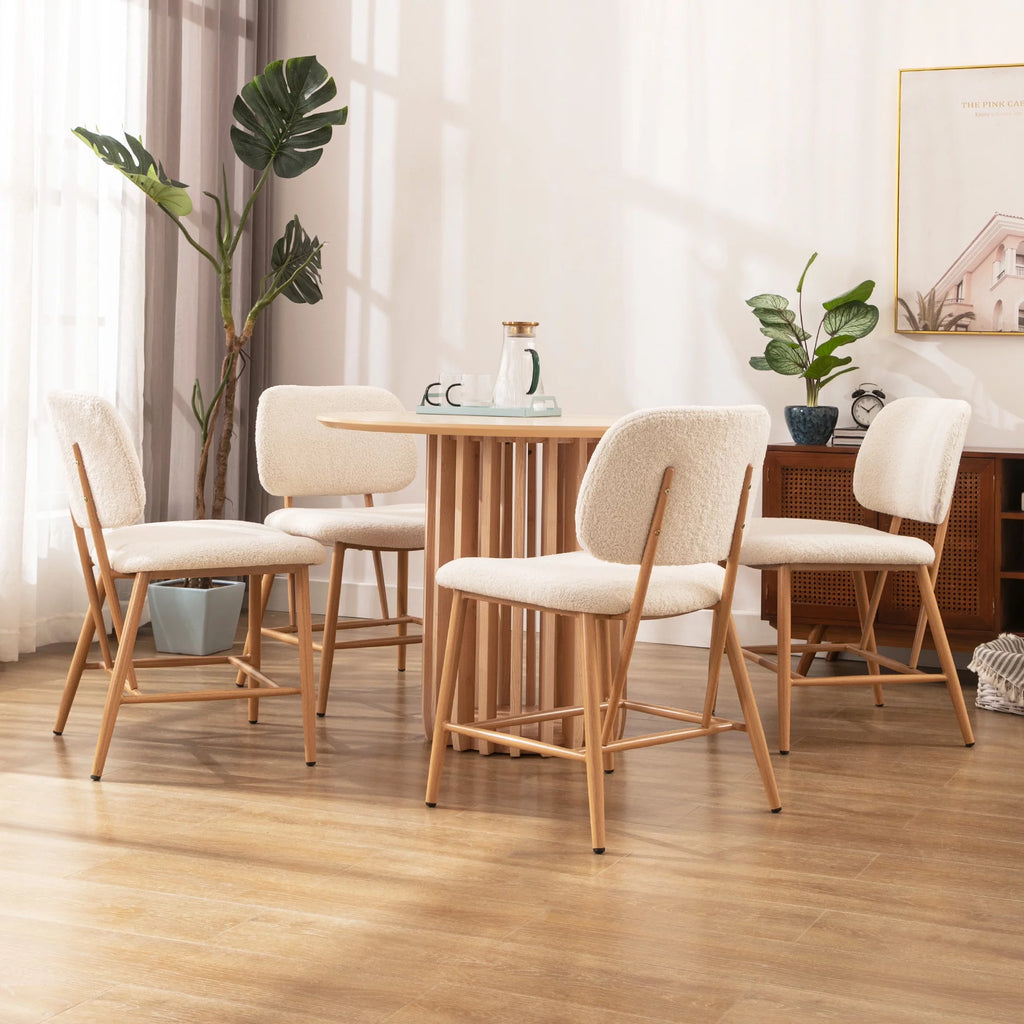 Teddy Upholstered Dining Chairs Set of 2 with Metal Legs D746