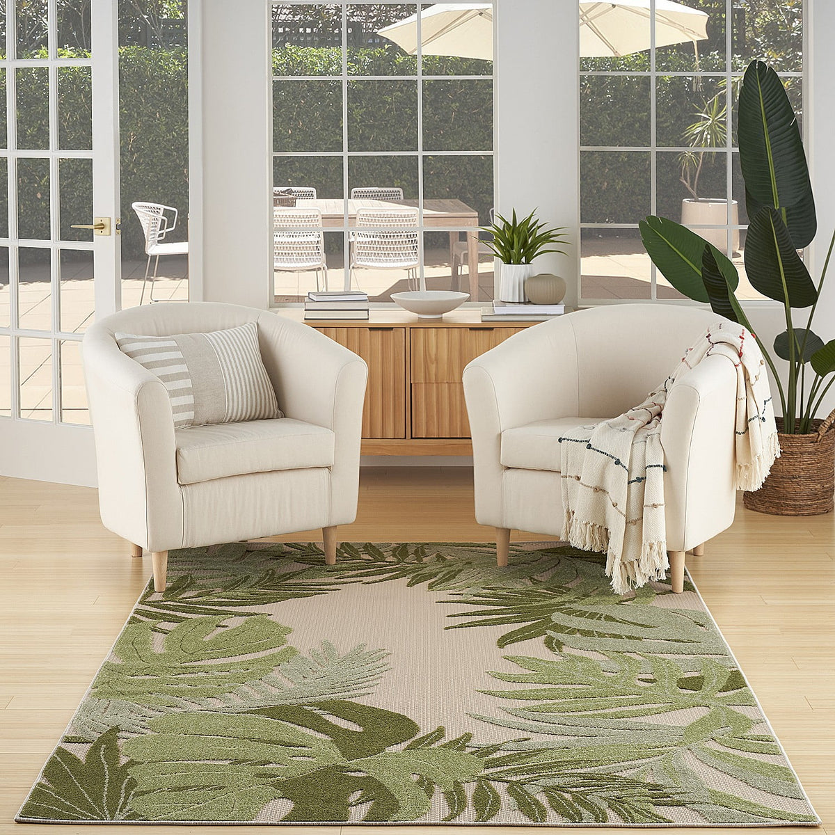 4' x 6' Ivory Green Area Rug P7258