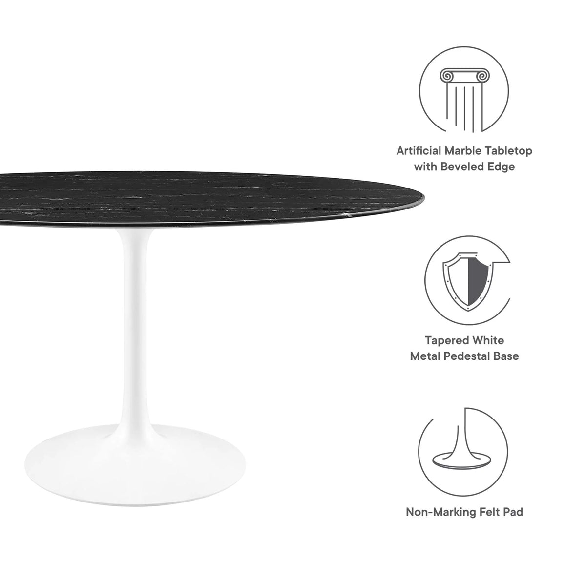 60" Oval Artificial Marble Dining Table J500865
