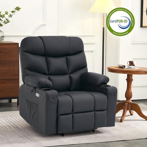 Power Lift Recliner Chair with Extended Footrest Faux Leather E7816