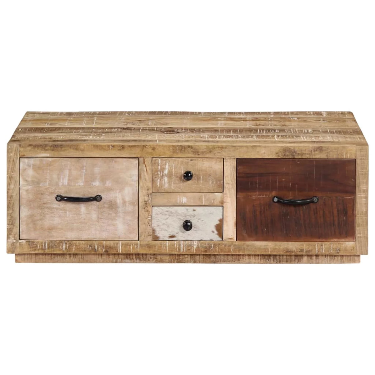 Coffee Table with 4 Storage Drawers Mango Wood 35.4 x 23.6 x 11.8 Inches K112