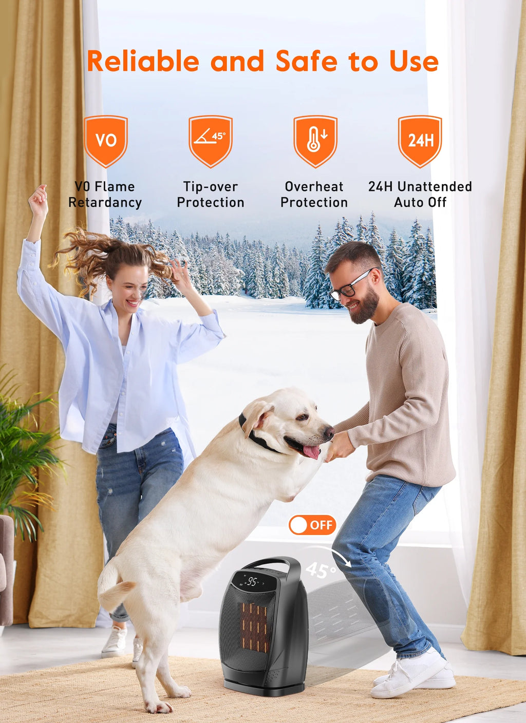 Portable 1500W Oscillating Ceramic Space Heater with Timer X5754