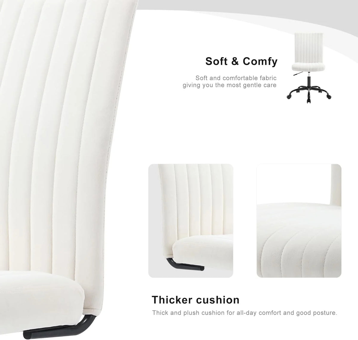 Velvet Swivel Desk Chair with Wheels X6031