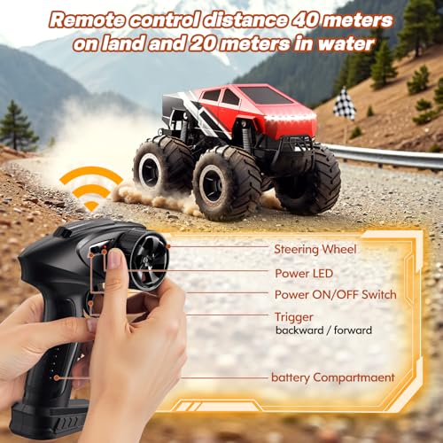 4WD Amphibious RC Off-Road Pick-up Truck 1:16 Scale Red T802