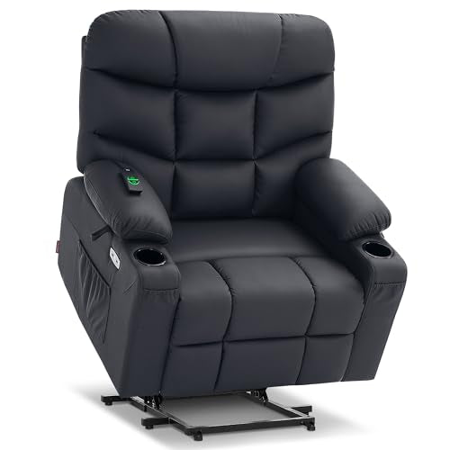 Power Lift Recliner Chair with Extended Footrest Faux Leather E7816