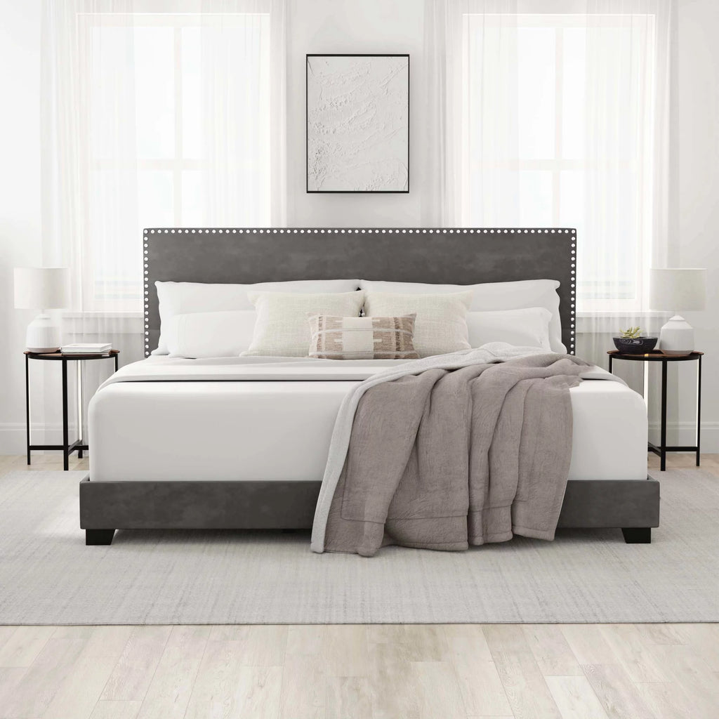 Charcoal Fabric Upholstered Queen Bed E475