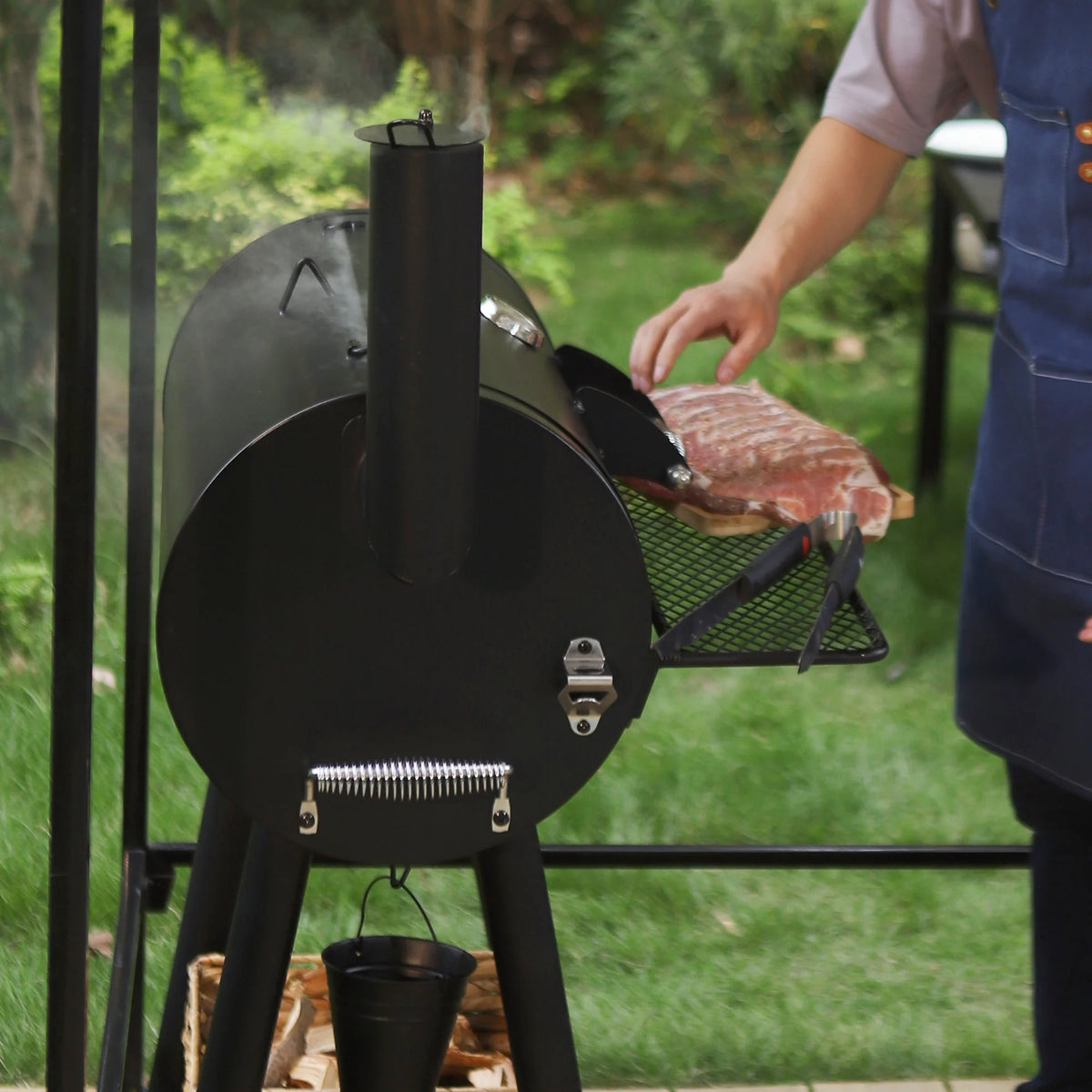 Portable Charcoal Grill with Offset Smoker M640619