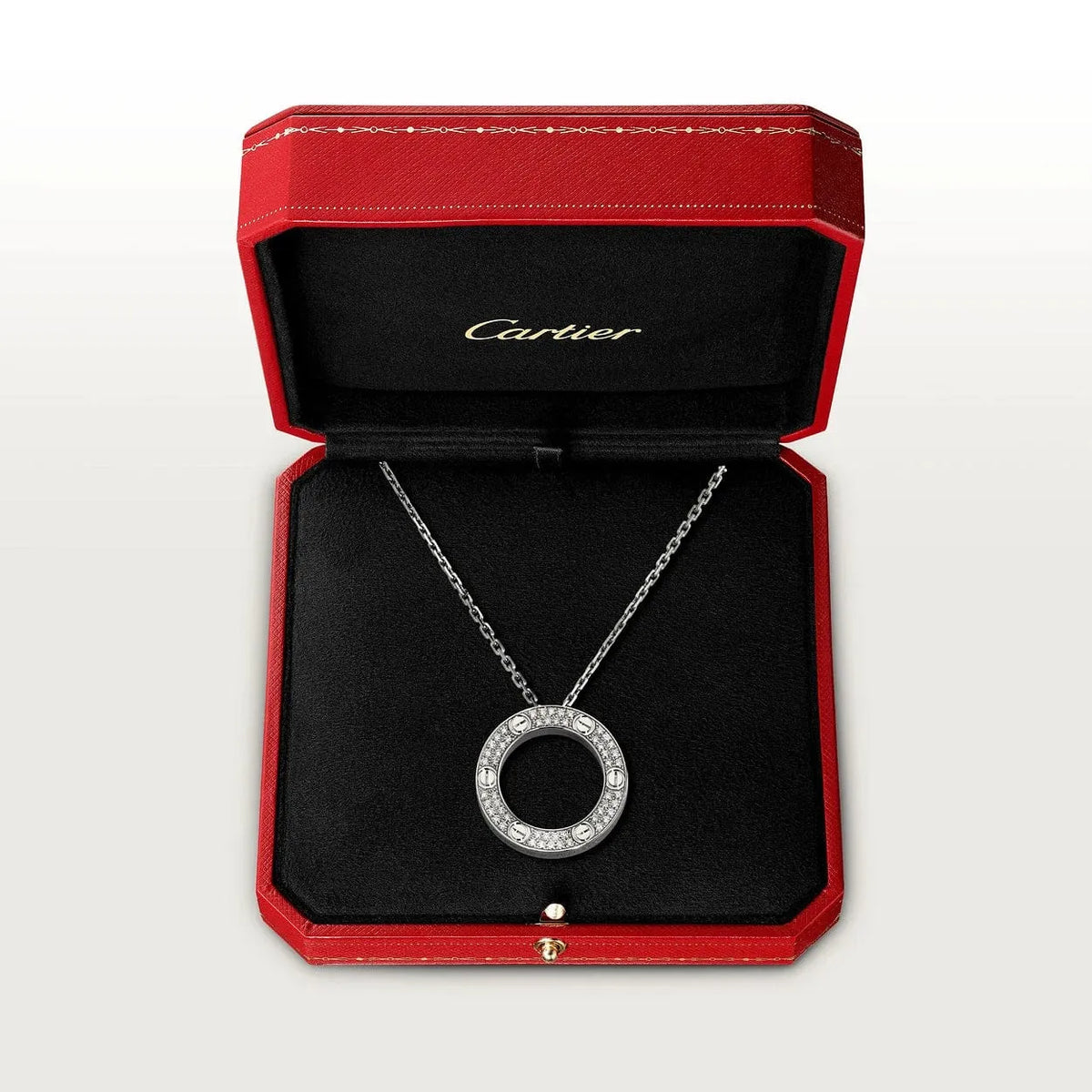 Screw Love Necklace With Diamond Paved T22145