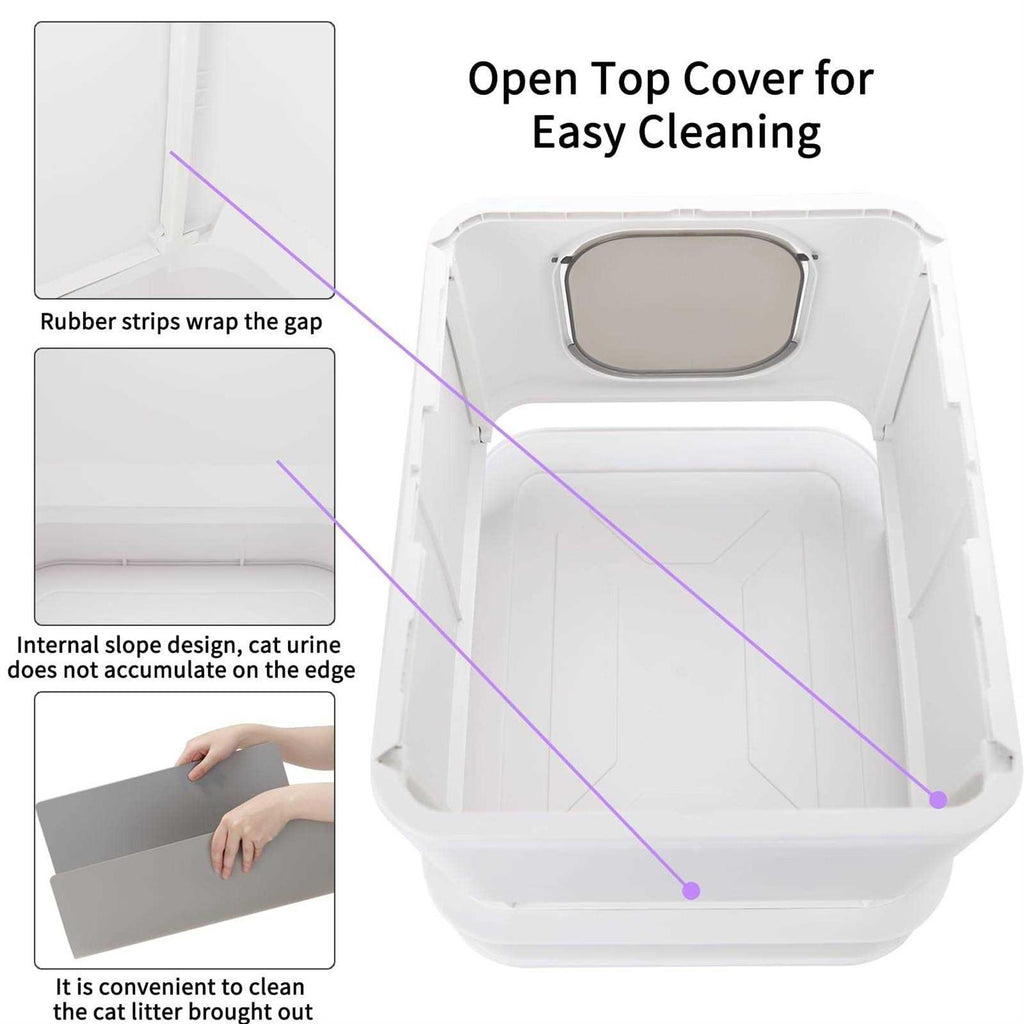 Large Top Entry Anti-Splashing Cat Litter Box with Lid F9735