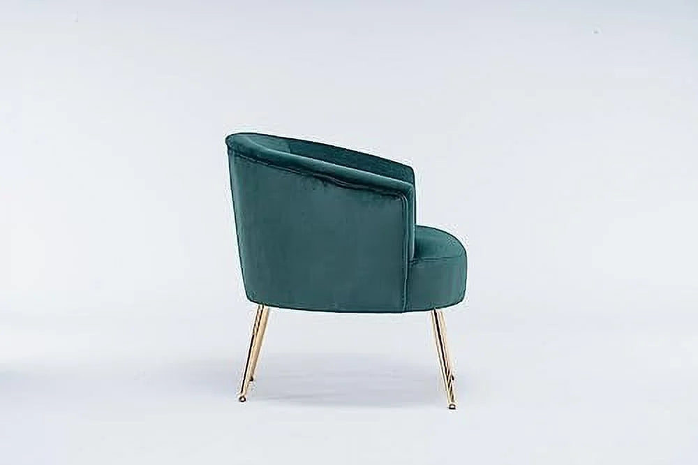 Dark Green Velvet Barrel Accent Chair with Gold Metal Legs O214509