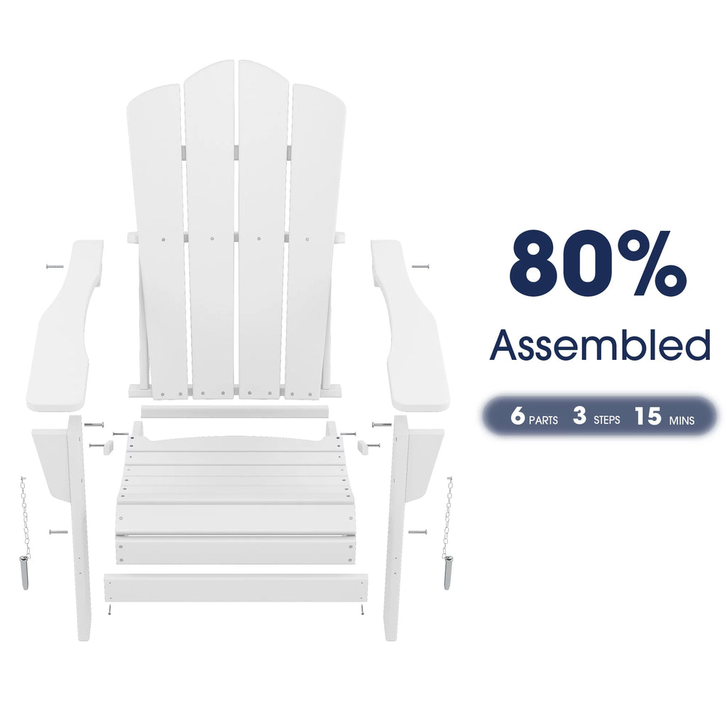 White HDPE Folding Adirondack Chair Q3327