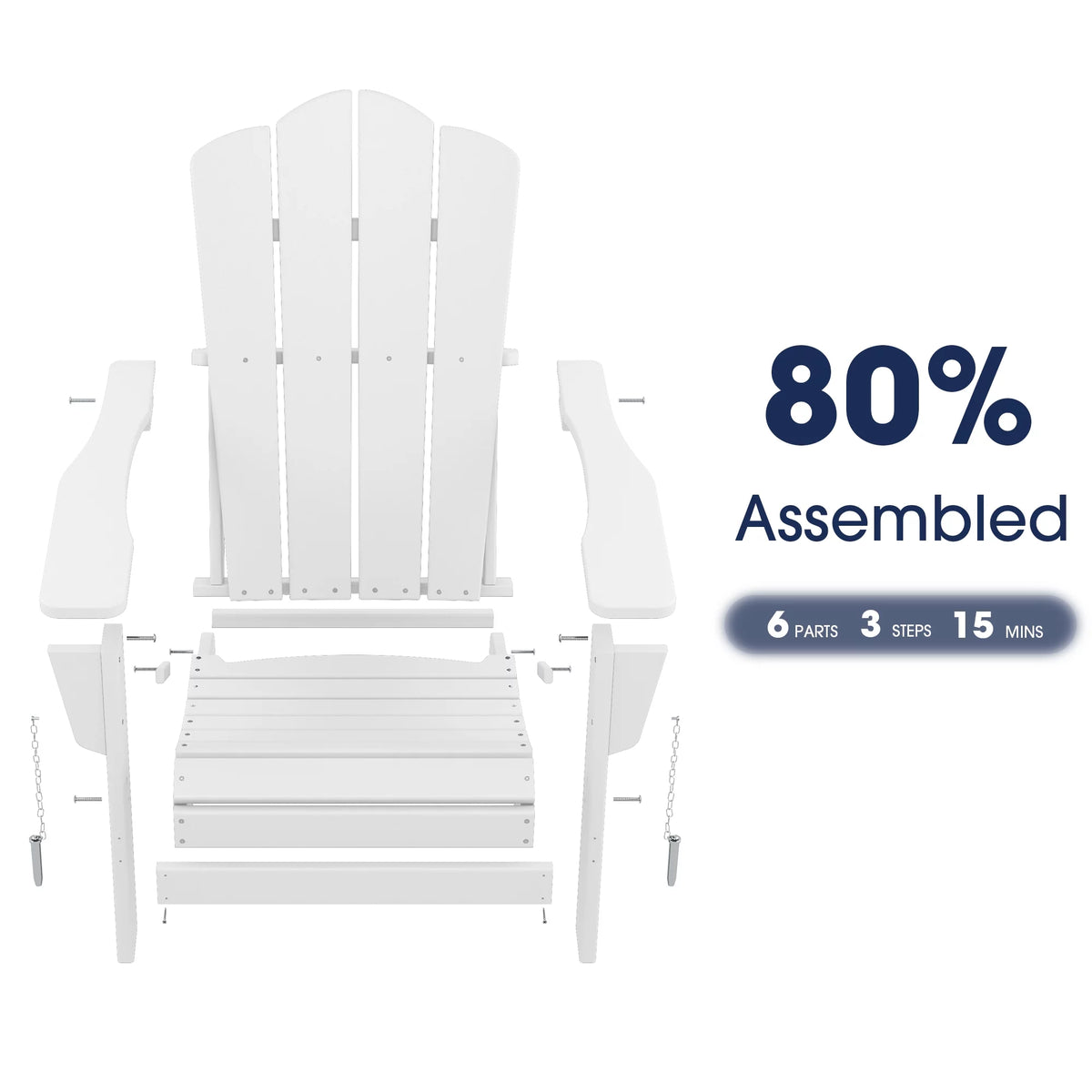 White HDPE Folding Adirondack Chair Q3327