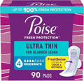 Ultra Thin Incontinence & Postpartum Pads with Wings, 4 Drop Moderate Absorbency, Regular Length, 90 Count Z952