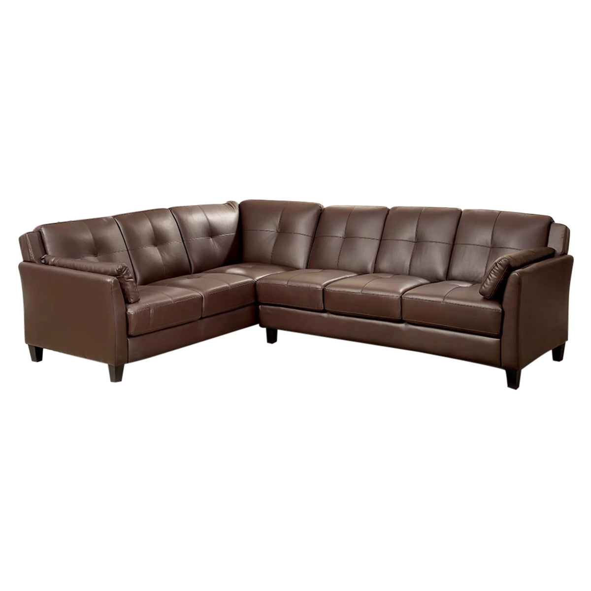 Brown Faux Leather L-Shaped Sectional Sofa E86106