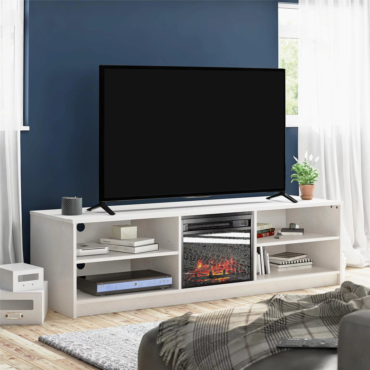 Ivory Oak Electric Fireplace TV Stand E3967