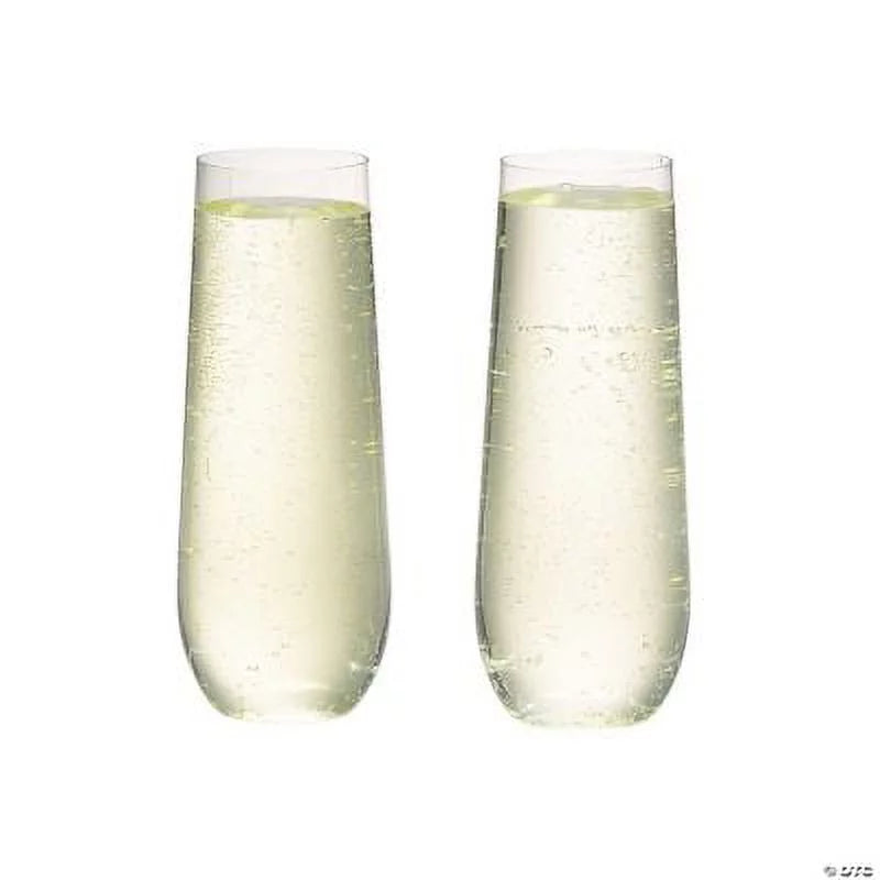 12 Pcs Stemless Plastic Champagne Flutes E98511
