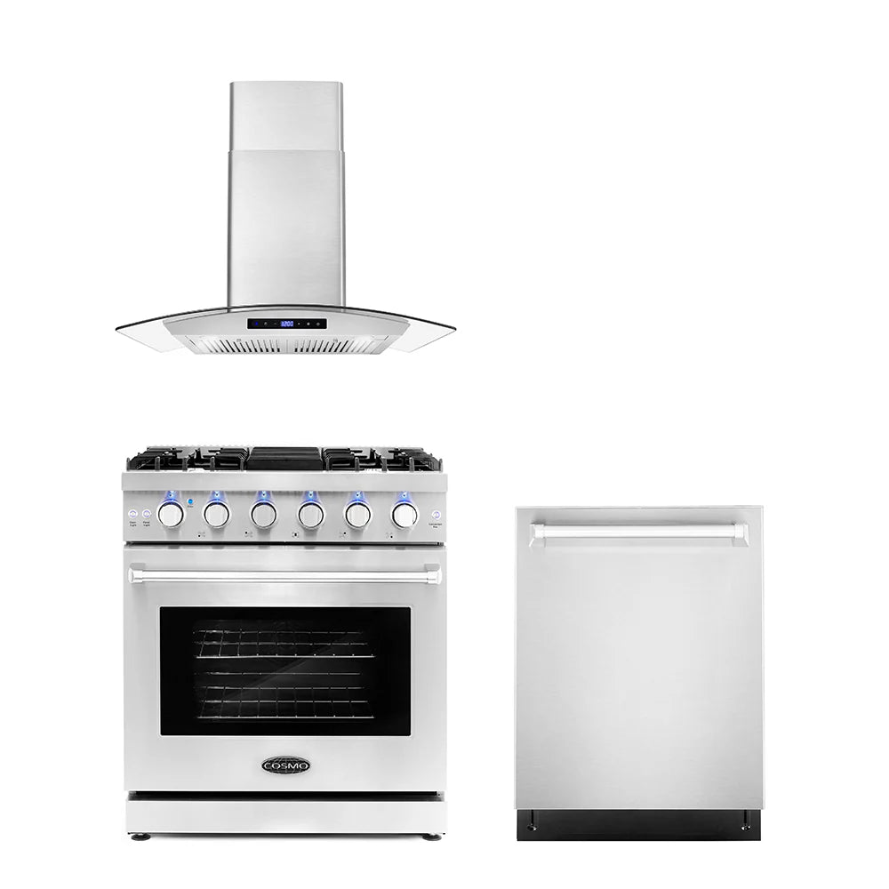 30 Gas Range, Wall Mount Range Hood and Dishwasher N812156